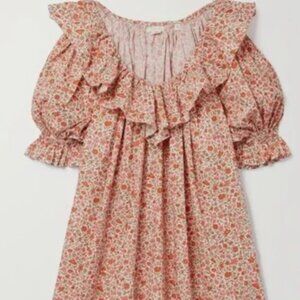 DÔEN Liberty Print Chime Ruffled Floral-Print Cotton Mini Dress, Size Small